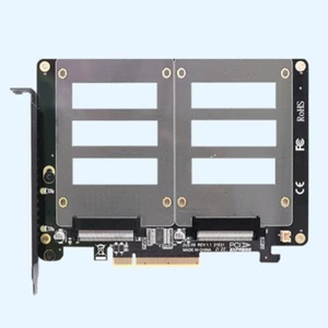 U.2 SSD to PCIe X8 Adapter PCIE 4.0 to Dual 2x U.2 SFF-8639 Disk Riser Card NEW - Picture 1 of 21