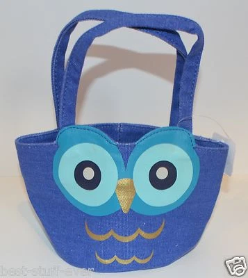 BATH & BODY WORKS BLUE OWL SMALL TOTE CANVAS BAG PURSE HANDBAG MAKEUP HTF RARE - Image 1 of 4