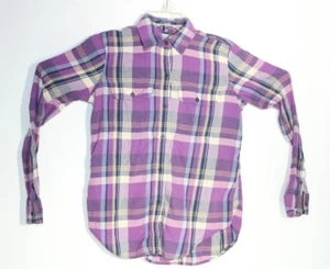 Chaps Girls Purple Plaid Long Sleeve Button-Down Shirt S - Picture 1 of 8