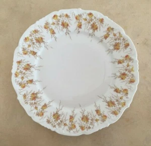 Antique Tressemanes & Vogt 413 Limoges Salad Lunch Plate Set Yellow Taupe Floral - Picture 1 of 5