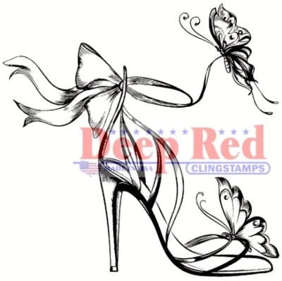 深红色邮票蝴蝶时尚橡皮印章 — 第 1/3 张图片