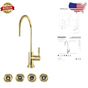 Modern Drip-Free Water Filtration Faucet - Polished Brass, Single Hole Design - Picture 1 of 4