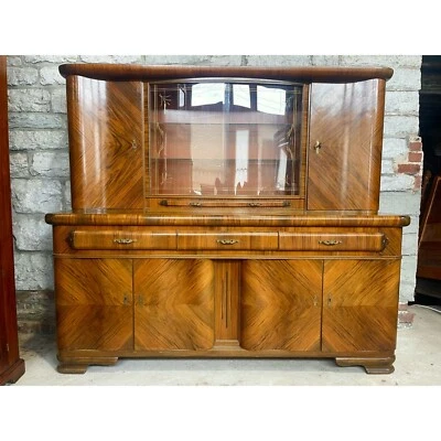 Vintage Mid Century Modern / Art Deco Walnut Back Bar, Cabinet, Server Sideboard - Image 1 of 4