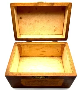 Vintage handgefertigte Rezeptkartenbox aus Holz Oliventomaten - Bild 1 von 3