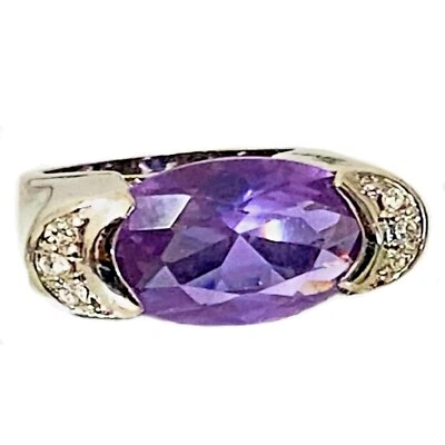 Anello fascia con zircone da donna fede vintage cristallo colorato argento a di - Immagine 1 di 4