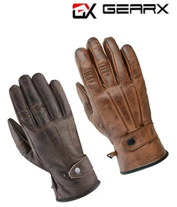 Mens Brown Vintage Old Classic Motorcycle Leather Gloves Chopper Bobber Riders - Picture 1 of 19