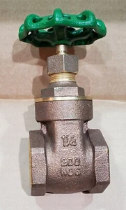 1-1/4" Brass Gate Valve - 200 WOG, NEW OLD STOCK! - Picture 1 of 7