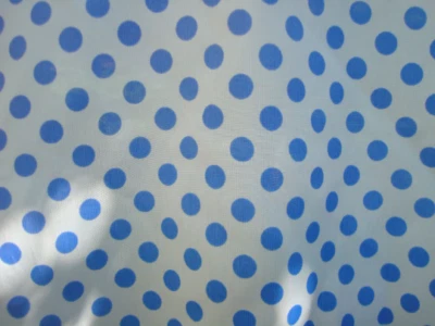 Vintage Blue white Polka Dot Rayon Fabric Beach Summer Fabric  Silk Acetate - Image 1 of 4