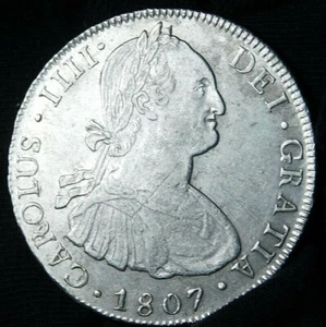 Bolivia: 1807 8 Real Silver  Spanish Colonial Bolivia  UNC?   60-692 - Picture 1 of 7