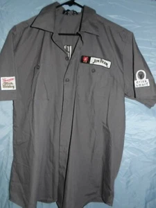 *Vintage* *Authentic* Jim Beam Button up Short sleeve Gray shirt Size M - Picture 1 of 5
