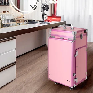 Tavolo manicure arrotolabile scrivania unghie viaggio treno custodia trolley cosmetico carrello e altoparlante - Foto 1 di 23
