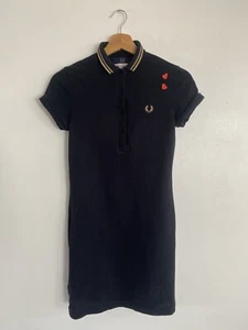Fred Perry Amy Winehouse Shirt Dress UK 8 Black Retro Casuals - Picture 1 of 14