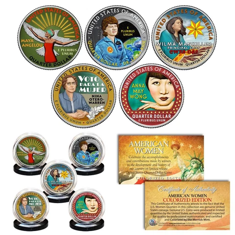 2022 COLORIZED American Women Quarters US Mint 5-Coin Full Set in Capsules & COA Cover
