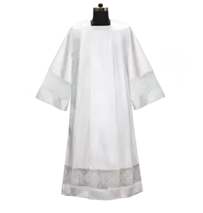 Church Priest White Alb with Ornate PAX Embroidered Lace for liturgical use - Picture 1 of 4