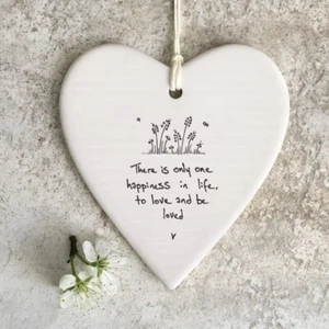 East Of India Hanging Heart Gift There Is One Happiness In Life - Picture 1 of 4