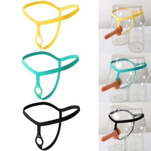 Herren Tanga G String Silikonring Unterwäsche T-Back Sexy Penis Cockring Slip - Bild 1 von 24