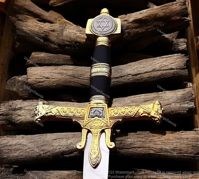 Espada cruzada rey Salomón forjada a mano estrella de David pomo regalo doble filo Bf Foto 1 de 4