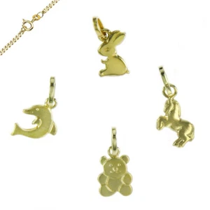 Anhänger Kettenanhänger Kinder klein 333 Gold Pferd Hase Bär Delfin auch Kette - Picture 1 of 5
