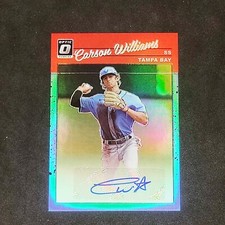 2023 Panini Optic Carson Williams Auto 1990 Carolina Blue Prizm #14/35 1990-CW