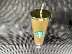 Vaso, tapa y paja de brillo dorado STARBUCKS 2014 24 OZ ¡RARO! IN7310T - Imagen 1 de 8