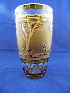 Böhmische Glasvase Opalglas Hutter handbemalt - Bild 1 von 11