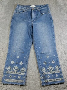 Bunulu besticktes Bein Ankle Jeans Damengröße 12 - Bild 1 von 4