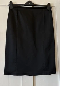 Coast Black Satin Occasion Wear Kick Pleat Pencil Skirt UK10 L24" (small 12) - Picture 1 of 5