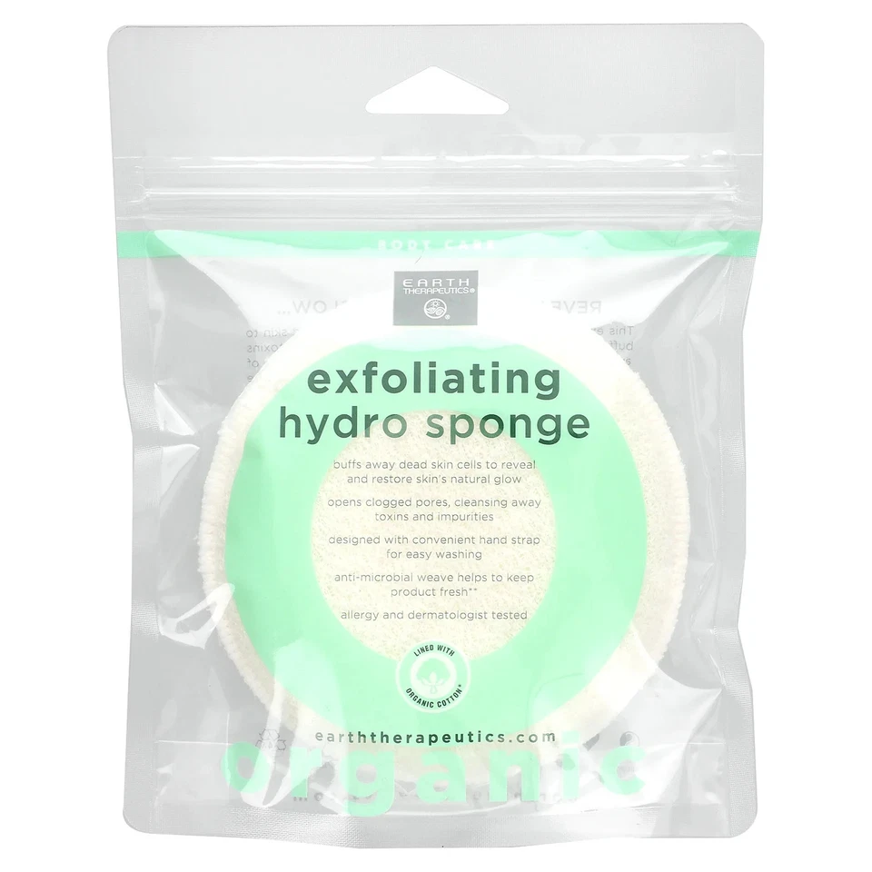 Earth Therapeutics Organic Cotton Exfoliating Hydro Sponge Round ET7377