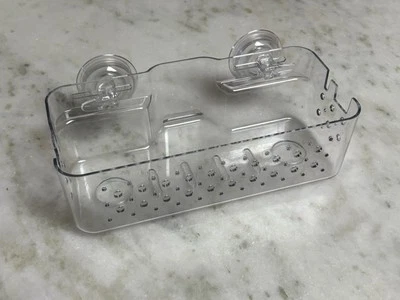 Shower Power Lock Suction Basket Clear Room Essentials Kitchen Bath Storage - Image 1 of 4