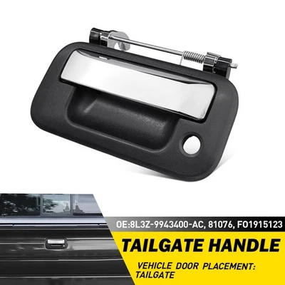 Manija del portón trasero para Ford F-150 2004-2013 palanca cromada con bisel negro exterior Foto 1 de 4