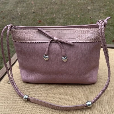 Brighton C809402 Pale Pink Leather purse with bow and double braided strap - Image 1 of 4