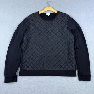 Club Monaco Men's Black Quilted Front Sweatshirt Crewneck Size L Pullover - Picture 1 of 5
