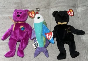 TY Beanie Babies Lot. Propellor, Millenium, The End. Great Shape!! Cute Gift - Picture 1 of 5