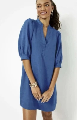Vestido de lino Lilly Pulitzer Mialeigh - Talla 2 - True Navy X True Navy nuevo sin etiquetas $184 Foto 1 de 4