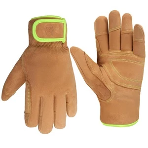Winter Leather Work Gloves, Warm Insulated Soft Medium, Brown - Picture 1 of 7