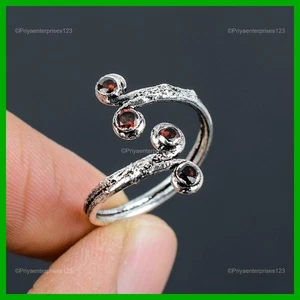 Copper Mozambique Garnet Gemstone Promise Electroformed And Silver Plated Ring - Picture 1 of 11