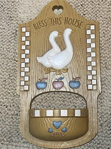 1989 Vintage Burwood Bless This House Geese Fruit Plastic Wall Plaque 2869B USA - Picture 1 of 11