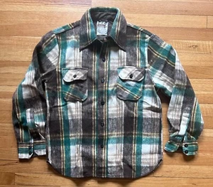 Vintage 1970er SCHWERES WOLLGEMISCH FLANELLHEMD - HERREN MEDIUM - GRÜN KARIERT - GEBRAUCHT, IN EINWANDFREIEM ZUSTAND - Bild 1 von 5