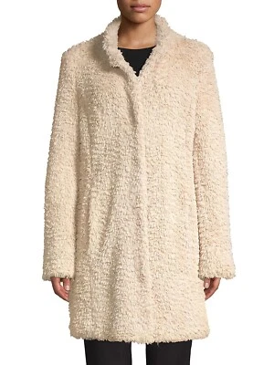 Kenneth Cole 254604 Womens Cozy Faux-Fur Coat Ivory Size X-Small - Image 1 of 2