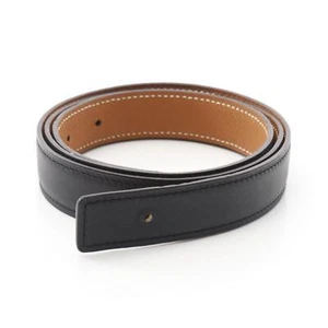 HERMES belt ceinture 90cm reversible Swift Epsom leather Black gold Used mens - Picture 1 of 6