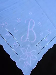 Vintage Stickerei Taschentuch Monogramm Buchstabe B Taschentuch rosa Emb Taschentuch 1252 - Bild 1 von 12