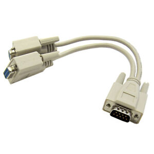 1Ft (1 Foot) DB9 Male Serial to Dual DB9 Female Serial Splitter Cable 28AWG