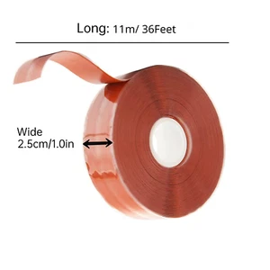 1" x 36' Rubber Silicone Repair Waterproof Adhesive Tape Rescue Self Fusing Red - Picture 1 of 5