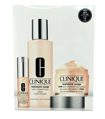 Clinique Moisture Surge 100H Set JUMBO Hydrator Gel/Lotion/Eye Concentrate NIB - Image 1 of 4