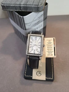 Orologio Moda Donna - George - Quadrante Avorio con Accenti Cristallo Cinturino Pelle Nero - Foto 1 di 9