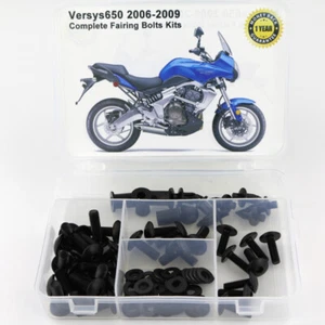 Kit de tornillos de carrocería de pernos de carenado de acero apto para Kawasaki Versys650 2006-2009 negro - Imagen 1 de 11