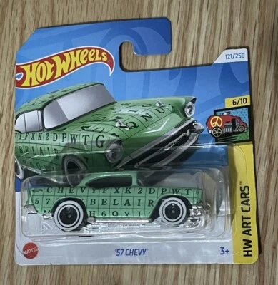 Hot Wheels Chevy 57 Art Car Chevrolet Bel Air Verde 1/64 3 inches Nueva en Caja - Imagen 1 de 4