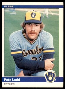 1984 Fleer Pete Ladd . Milwaukee Brewers #204