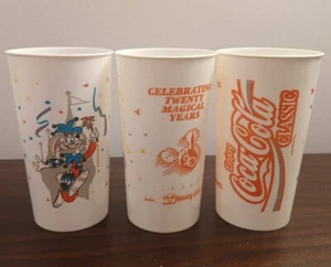Vintage Lot of 3 Walt Disney World 20th anniv. Coca Cola Plastic Cups/Tumbler - Picture 1 of 3
