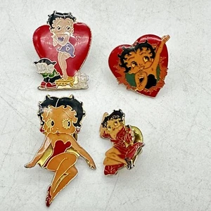 Vintage Betty Boop Enamel Pin Set Of 4 1990s Taiwan - Picture 1 of 11